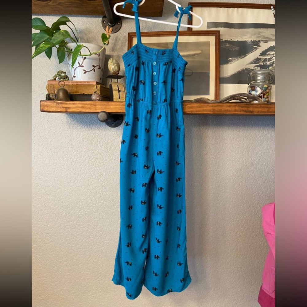 Girls Turquoise Elephant and Hearts Romper XS 4/5 xhilaration